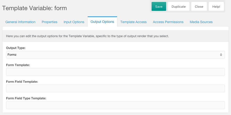 Output Options